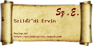 Sziládi Ervin névjegykártya