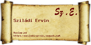 Sziládi Ervin névjegykártya